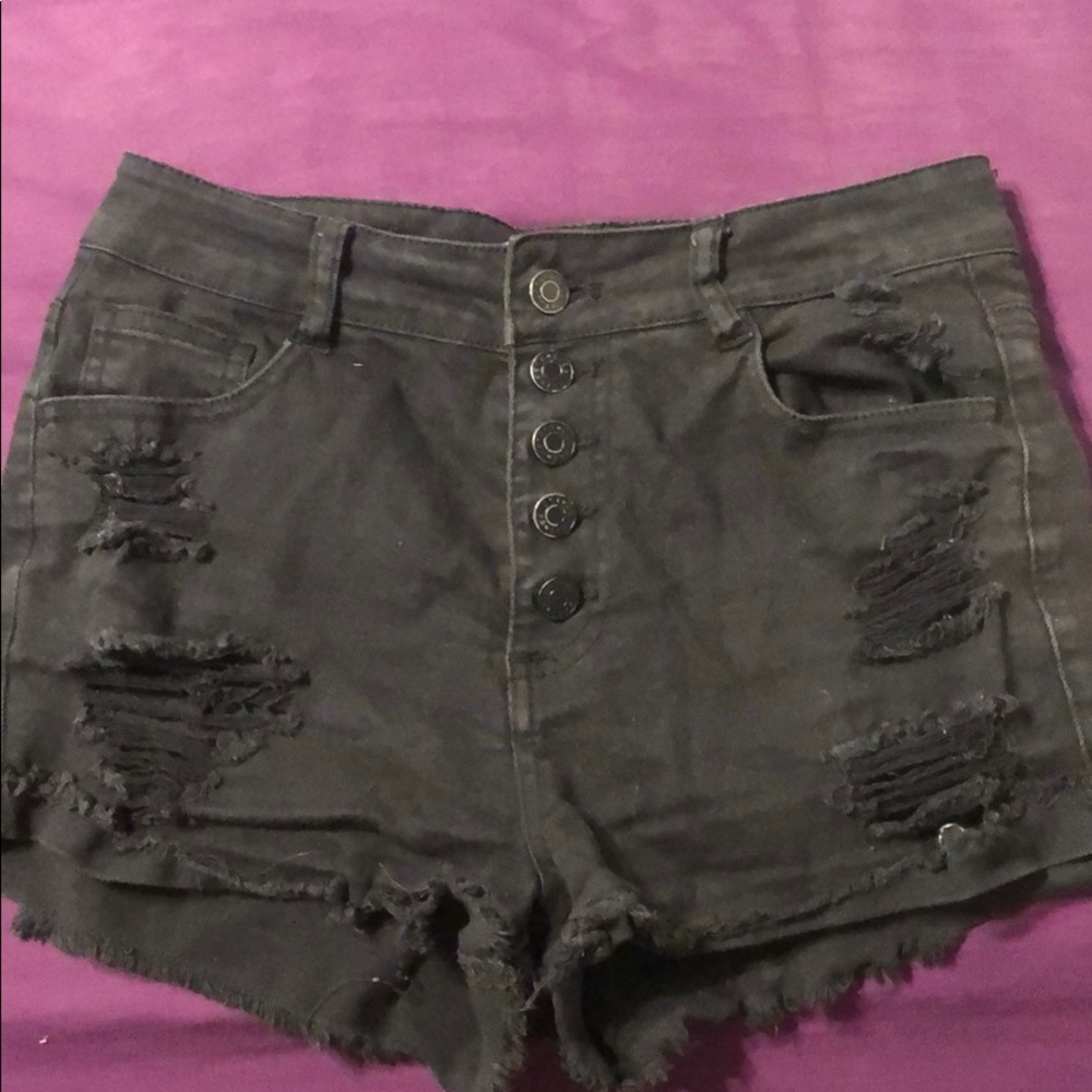 Black jean shorts